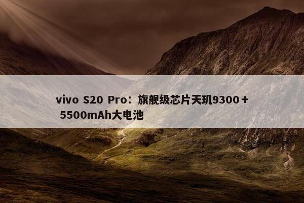 vivo S20 Pro：旗舰级芯片天玑9300＋ 5500mAh大电池