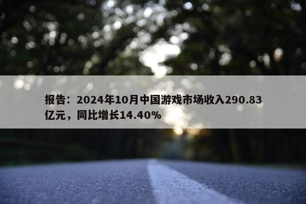 报告：2024年10月中国游戏市场收入290.83亿元，同比增长14.40%