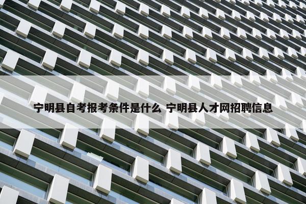 宁明县自考报考条件是什么 宁明县人才网招聘信息