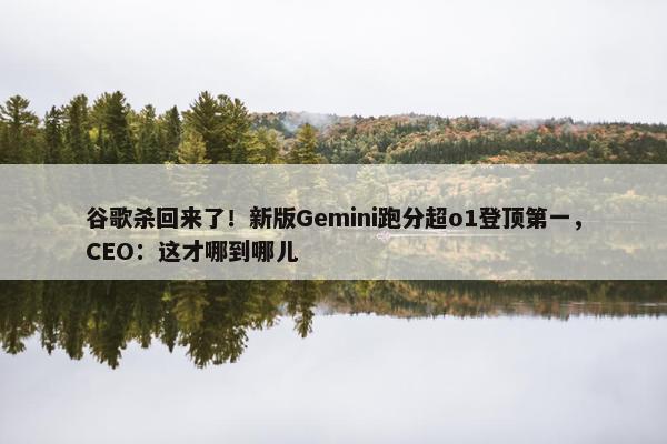 谷歌杀回来了！新版Gemini跑分超o1登顶第一，CEO：这才哪到哪儿