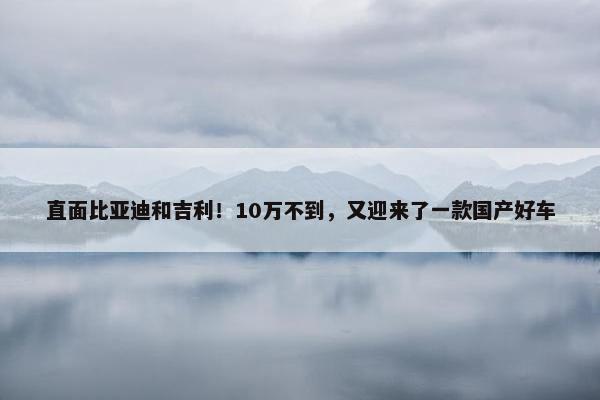 直面比亚迪和吉利！10万不到，又迎来了一款国产好车