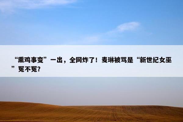 “熏鸡事变”一出，全网炸了！麦琳被骂是“新世纪女巫”冤不冤？