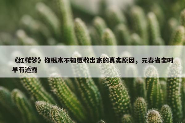 《红楼梦》你根本不知贾敬出家的真实原因，元春省亲时早有透露