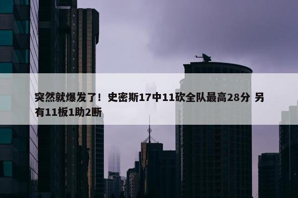 突然就爆发了！史密斯17中11砍全队最高28分 另有11板1助2断