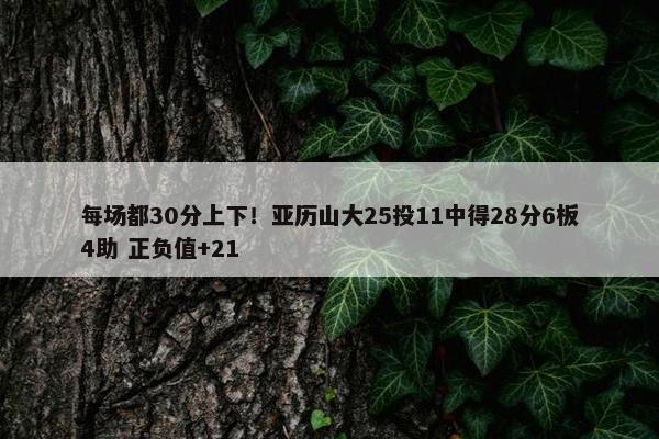 每场都30分上下！亚历山大25投11中得28分6板4助 正负值+21