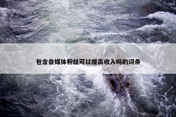 包含自媒体粉丝可以提高收入吗的词条