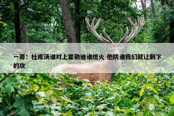 一哥：杜库汤谁对上霍勒迪谁熄火 他防谁我们就让剩下的攻