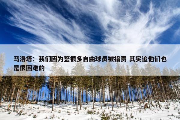 马洛塔：我们因为签很多自由球员被指责 其实追他们也是很困难的