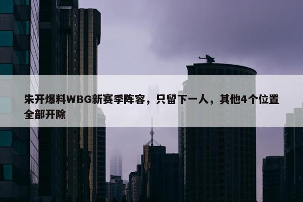 朱开爆料WBG新赛季阵容，只留下一人，其他4个位置全部开除