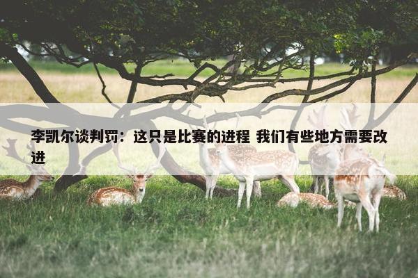 李凯尔谈判罚：这只是比赛的进程 我们有些地方需要改进