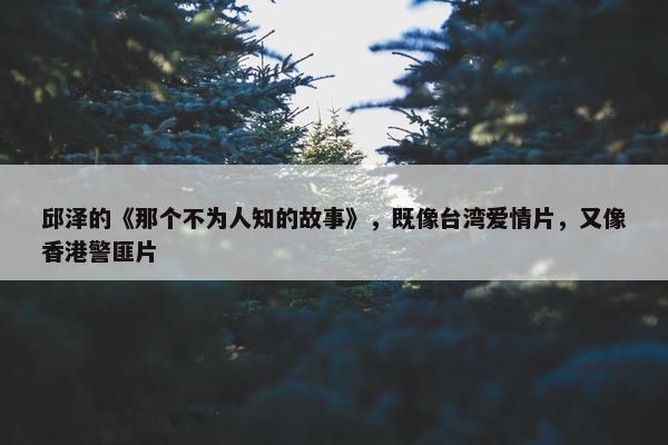 邱泽的《那个不为人知的故事》，既像台湾爱情片，又像香港警匪片