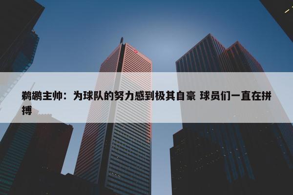 鹈鹕主帅：为球队的努力感到极其自豪 球员们一直在拼搏