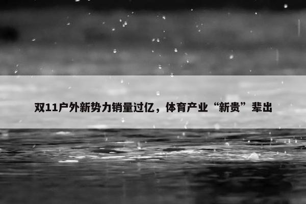 双11户外新势力销量过亿，体育产业“新贵”辈出