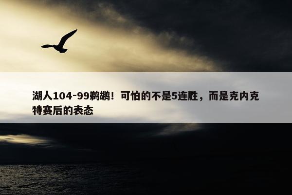 湖人104-99鹈鹕！可怕的不是5连胜，而是克内克特赛后的表态