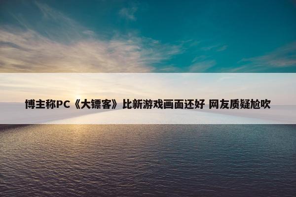 博主称PC《大镖客》比新游戏画面还好 网友质疑尬吹