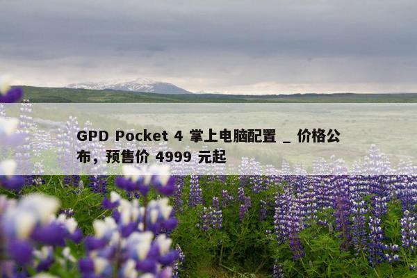 GPD Pocket 4 掌上电脑配置 _ 价格公布，预售价 4999 元起