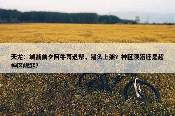 天龙：城战前夕阿牛哥退帮，猪头上架？神区陨落还是超神区崛起？