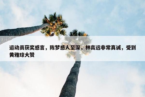 运动员获奖感言，陈梦感人至深，林高远非常真诚，受到黄雅琼大赞