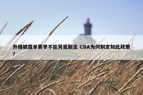 外援被裁单赛季不能另觅新主 CBA为何制定如此政策？