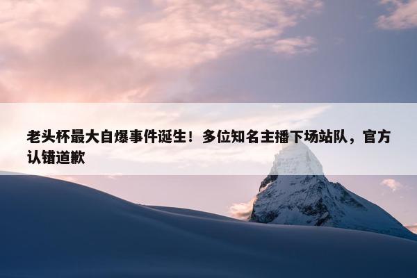 老头杯最大自爆事件诞生！多位知名主播下场站队，官方认错道歉