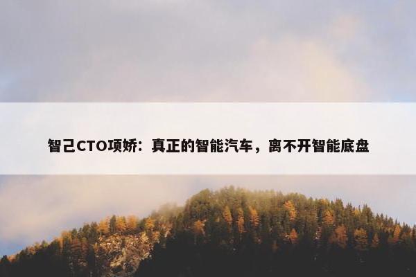 智己CTO项娇：真正的智能汽车，离不开智能底盘