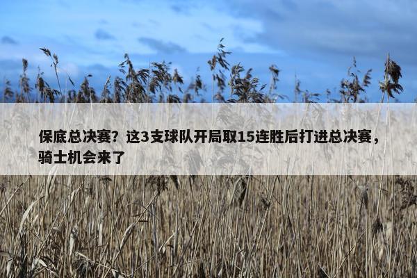 保底总决赛？这3支球队开局取15连胜后打进总决赛，骑士机会来了