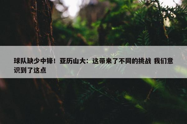 球队缺少中锋！亚历山大：这带来了不同的挑战 我们意识到了这点