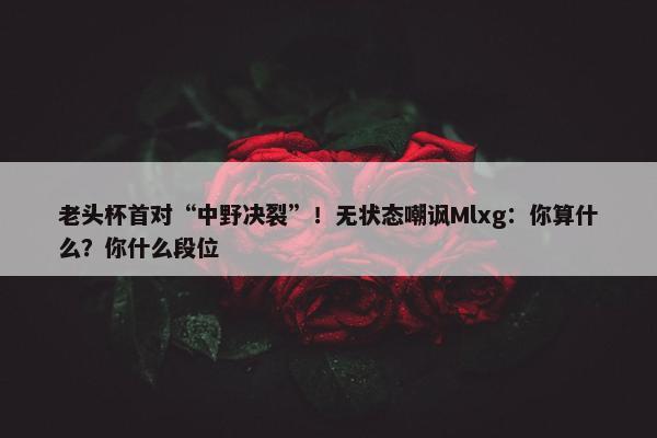 老头杯首对“中野决裂”！无状态嘲讽Mlxg：你算什么？你什么段位