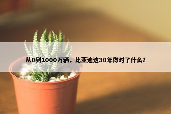 从0到1000万辆，比亚迪这30年做对了什么？