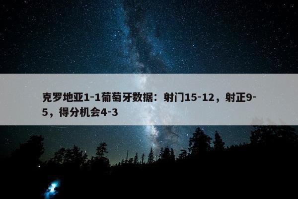 克罗地亚1-1葡萄牙数据：射门15-12，射正9-5，得分机会4-3