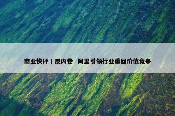 商业快评丨反内卷  阿里引领行业重回价值竞争