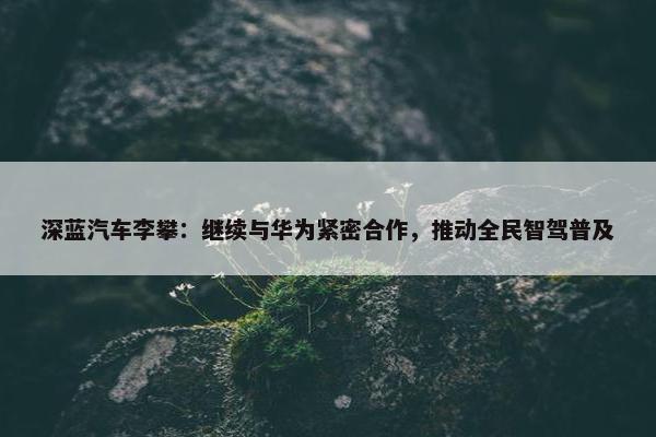 深蓝汽车李攀：继续与华为紧密合作，推动全民智驾普及