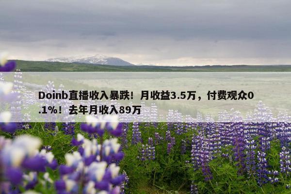 Doinb直播收入暴跌！月收益3.5万，付费观众0.1%！去年月收入89万