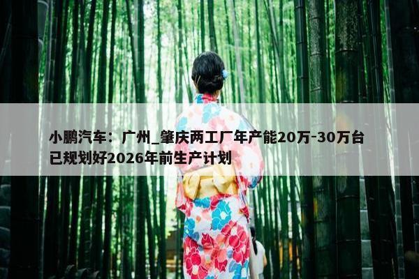 小鹏汽车：广州_肇庆两工厂年产能20万-30万台 已规划好2026年前生产计划