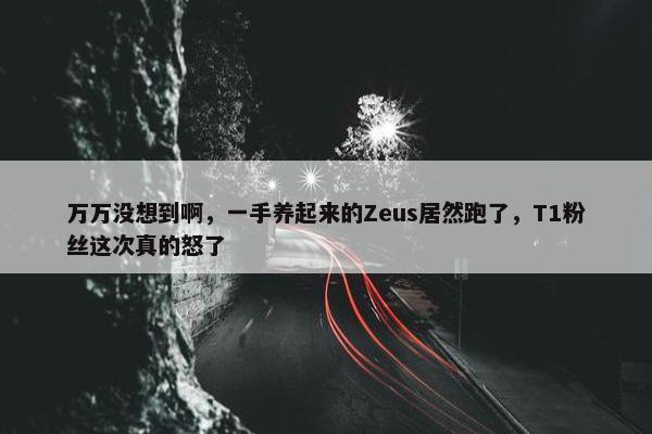 万万没想到啊，一手养起来的Zeus居然跑了，T1粉丝这次真的怒了