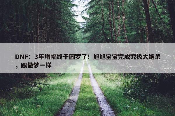 DNF：3年增幅终于圆梦了！旭旭宝宝完成究极大绝杀，跟做梦一样