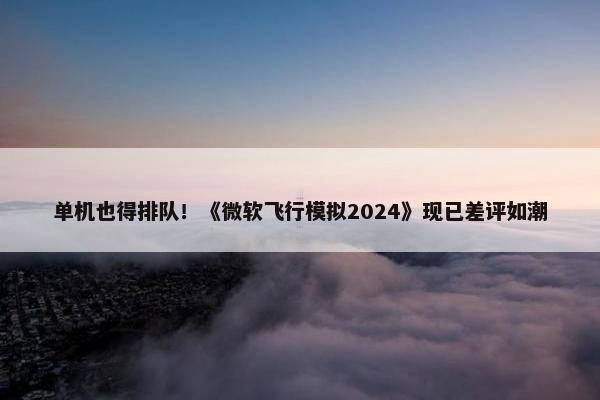 单机也得排队！《微软飞行模拟2024》现已差评如潮