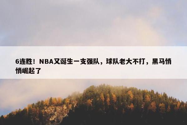 6连胜！NBA又诞生一支强队，球队老大不打，黑马悄悄崛起了