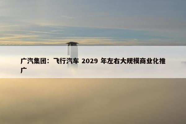 广汽集团：飞行汽车 2029 年左右大规模商业化推广