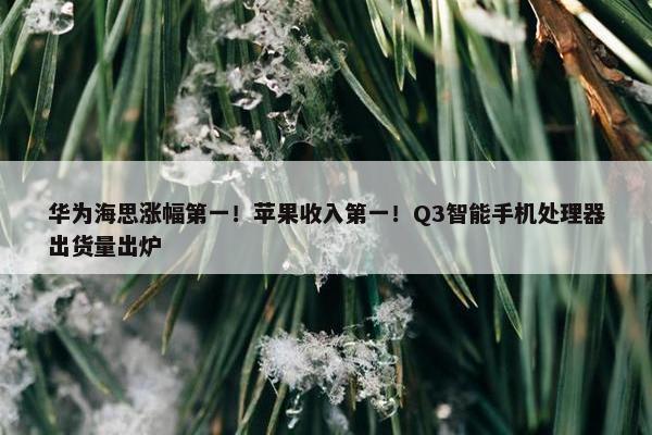 华为海思涨幅第一！苹果收入第一！Q3智能手机处理器出货量出炉