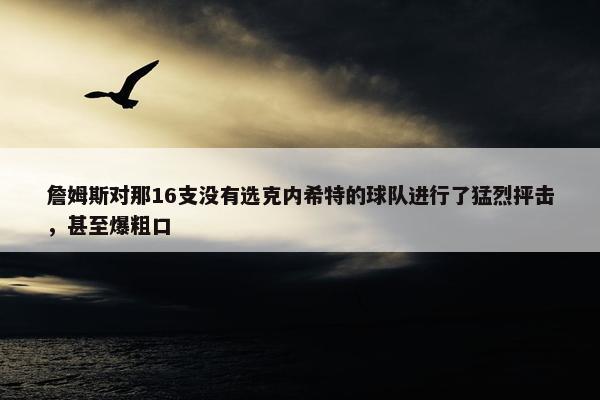 詹姆斯对那16支没有选克内希特的球队进行了猛烈抨击，甚至爆粗口