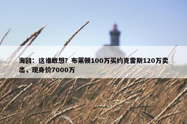 海鸥：这谁敢想？布莱顿100万买约克雷斯120万卖出，现身价7000万