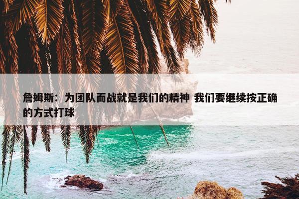 詹姆斯：为团队而战就是我们的精神 我们要继续按正确的方式打球