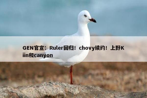 GEN官宣：Ruler回归！chovy续约！上野Kiin和canyon