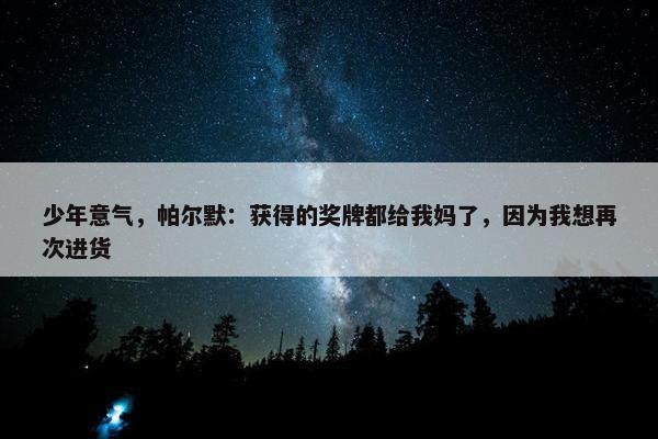 少年意气，帕尔默：获得的奖牌都给我妈了，因为我想再次进货