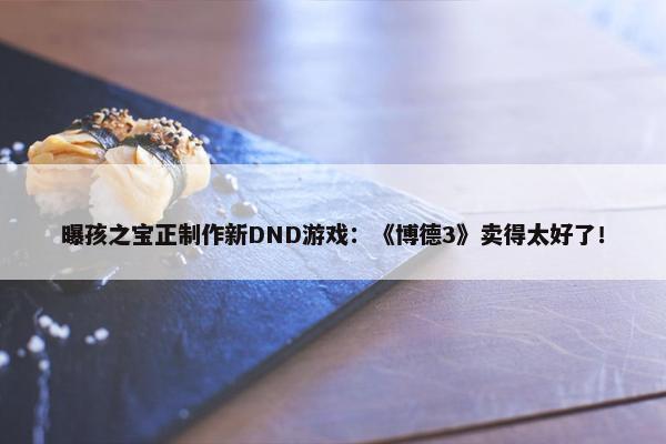 曝孩之宝正制作新DND游戏：《博德3》卖得太好了！