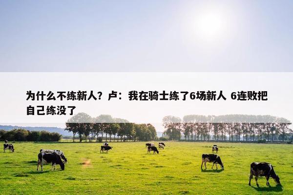 为什么不练新人？卢：我在骑士练了6场新人 6连败把自己练没了