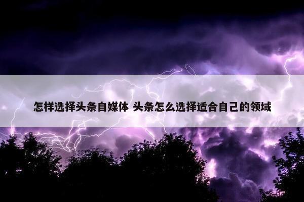 怎样选择头条自媒体 头条怎么选择适合自己的领域