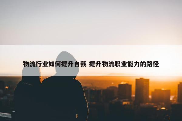 物流行业如何提升自我 提升物流职业能力的路径