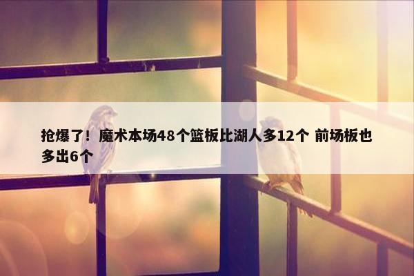 抢爆了！魔术本场48个篮板比湖人多12个 前场板也多出6个